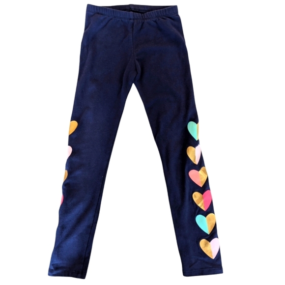 Cat & Jack Girls Navy Leggings With Colorful Heart Accents Cotton Size 5T - Picture 2 of 4